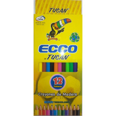 Crayón De Madera Ecco Tucán Largo 12 Colores