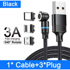 Cable magnético USB a ( USB tipo C + USB tipo micro + Lightning)